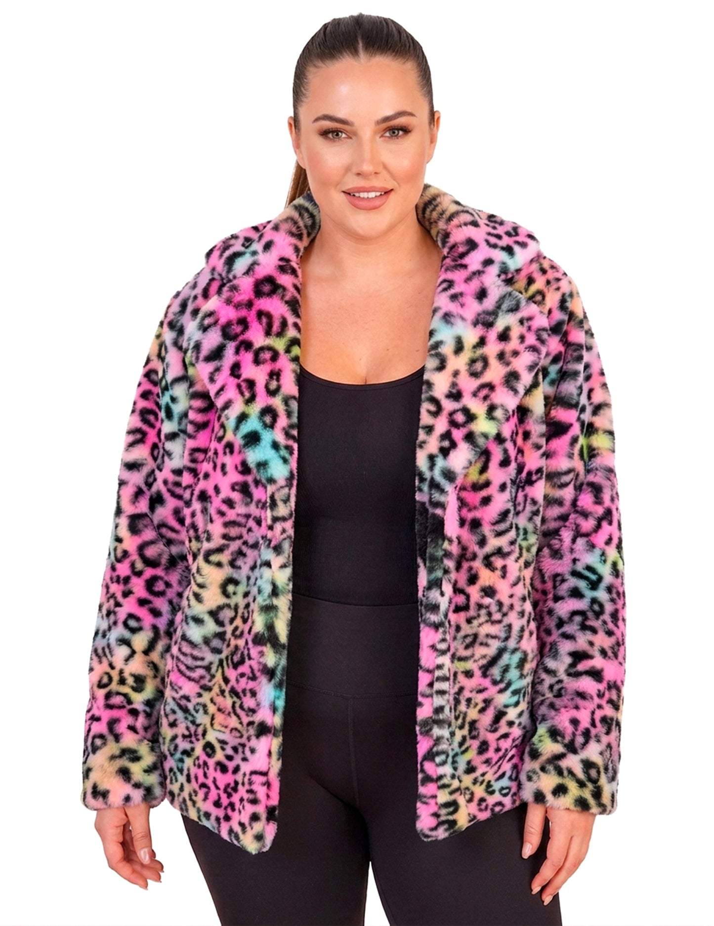 Dámska plyšová bunda leopard multicolor 