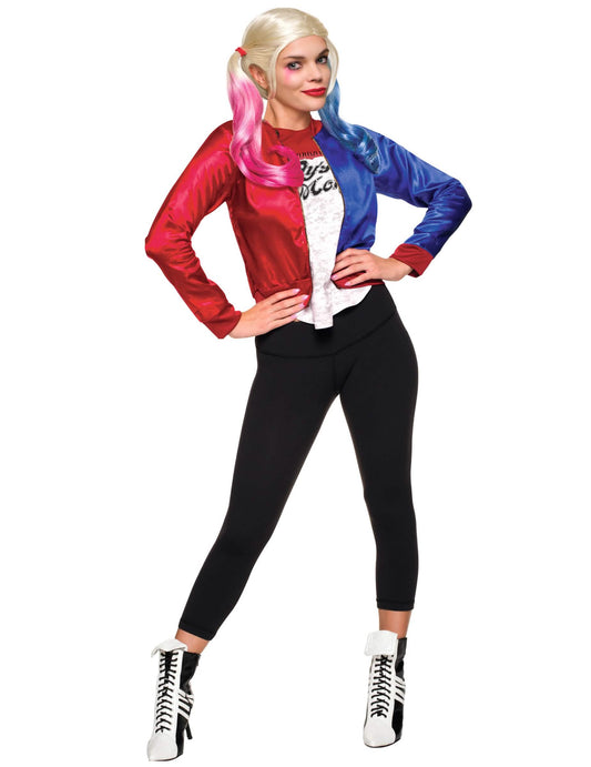 Bunda a tričko integrované Harley Quinn Suicide squad™ pre ženu červená a modrá