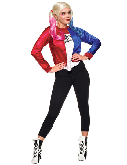 Veste et t-shirt intégré Harley Quinn Suicide Squad™ pour femme rouge et bleu brillant