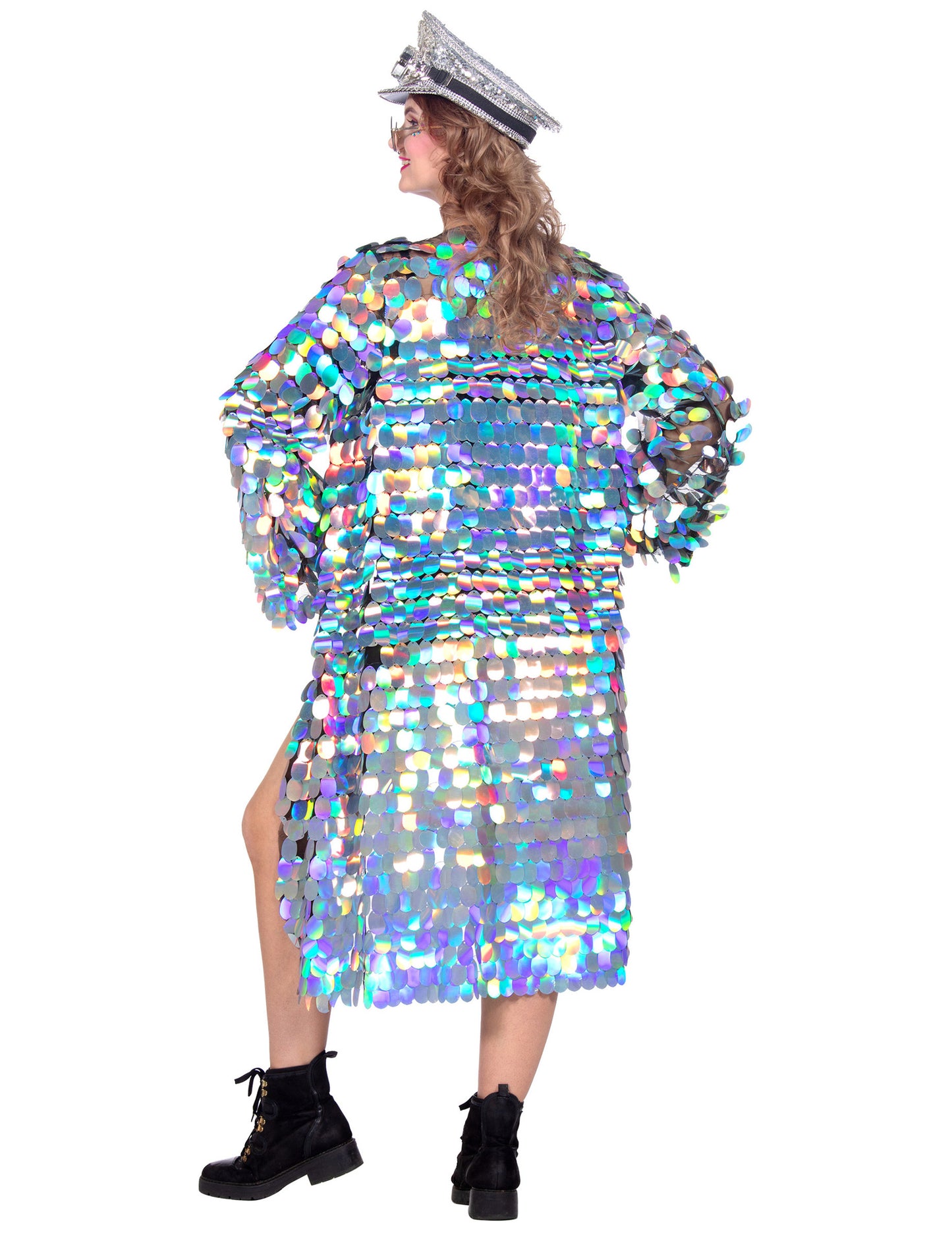 Luxusná dámska dlhá bunda s veľkými flitrami