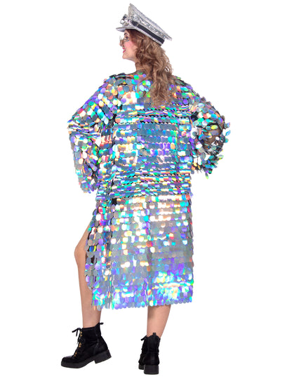 Luxusná dámska dlhá bunda s veľkými flitrami