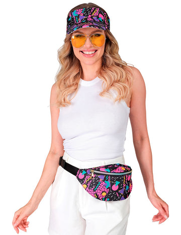 Dospelý čierny šilt s vzorom 90. rokov a banánom