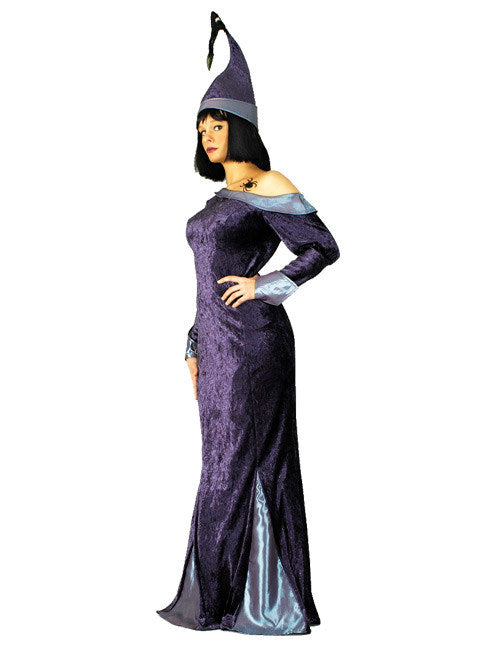 Kostým čarodejnice, kúzelníčky, čarodejnice pre ženy, rozprávkový fialovo-sivý 