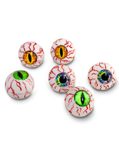 6 yeux maléfiques en filet pour Halloween multicolores avec veines rouges